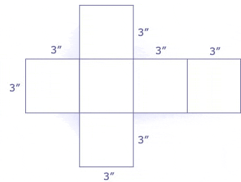Diagram of a 3x3x3 cube, flattened.
