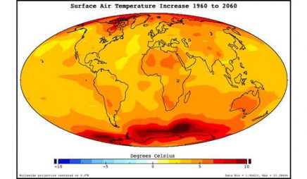 Surface air temperature increase, 1960 to 2060