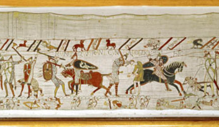 “Many fall in battle and King Harold is killed” (detail) from the Bayeux Tapestry