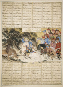 “Alexander Fights the Monster of Habash” from the Shahnama