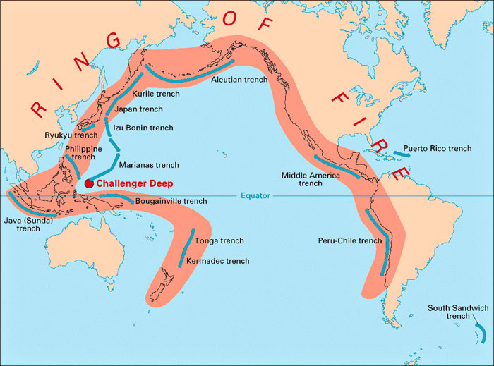 Ocean trenches and the "Ring of Fire"