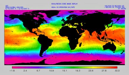 Global sea surface temperatures, July 1-4, 2005