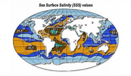 Sea surface salinity values